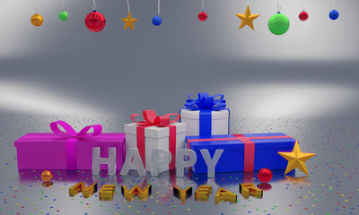 3D Rendering of 2020 Text for the new year start. Happy New Year and Merry Christmas concept for celebration