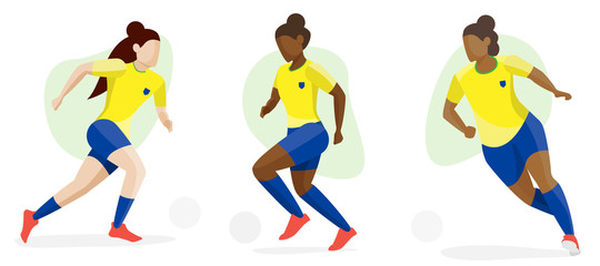 Female Soccer Player Character Set - Brazil Women's Team, Football