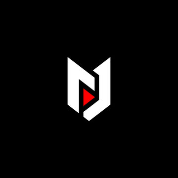 Initial letter rj logo template with modern fox head line art symbol in flat design monogram illustration