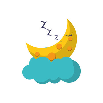 sleep cloud half moon flat icon image