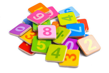 Math Number colorful on white background : Education study mathematics learning teach concept.