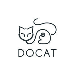 Minimalism logo design doctor and cat logo combine.