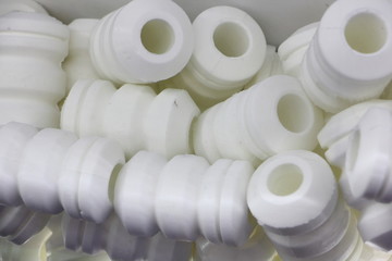 A lot new white polyurethane buffers bump for car shock absorber, vehicle suspension repair