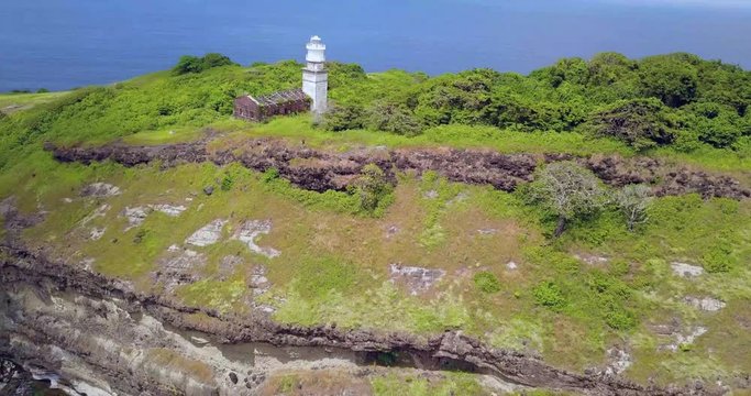 Tropical Philipino island capones on a sunny day by drone.
