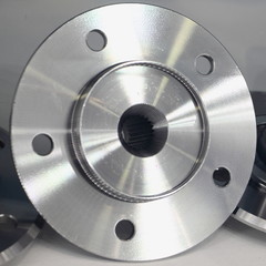 5 holes car wheel hub rear side on gray background