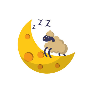 sleeping sheep moon flat icon image
