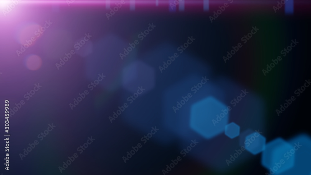 Wall mural abstract purple lens flare effect overlay texture with bokeh effects and light streak with black bac