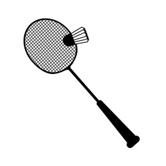 sport badminton racket with ball block line style icon
