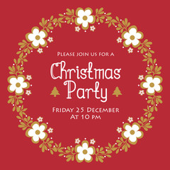 Naklejka premium Decoration template christmas party, with texture of leaf floral frame. Vector