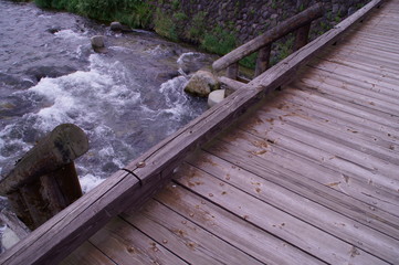 Retro wooden bridge for tourism