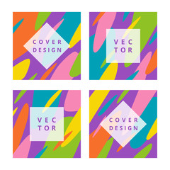 Set of modern design template with abstract fluid shapes in bright colors. Simple square background for flyer, banner, poster and branding design. Fashion vector illustration