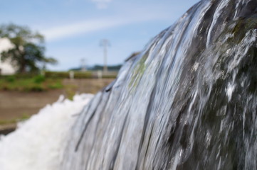 Japanese river flow water splash