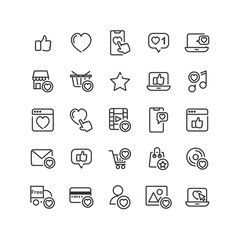 Social Network Like outline icon set. Vector and Illustration.