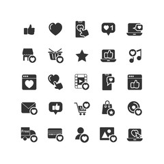 Social Network Like solid icon set. Vector and Illustration.