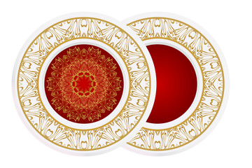 matching decorative plates. Decorative mandala ornament for wall design. Vector illustration