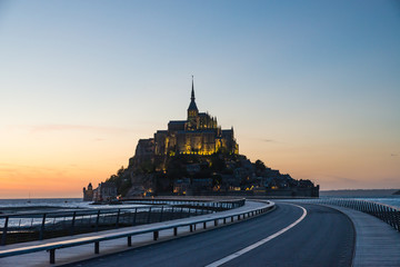 Mont Saint Michel at night