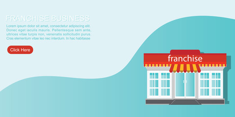 Small store or franchise templated isolated on blue background.