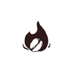 Roasted coffee bean with fire - icon logo design