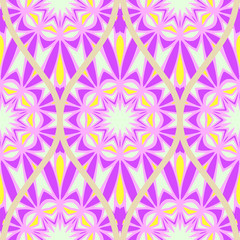 Seamless floral geometric pattern. Vector illustration. Bright color ornament