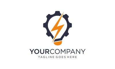 Lighting electric lamp on logo vector 