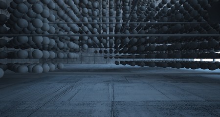 Fototapeta premium Abstract architectural concrete interior from an array of spheres with large windows. 3D illustration and rendering.