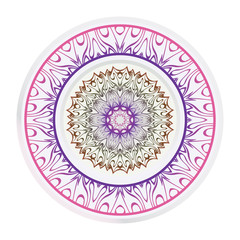 Decorative round ornament. Frame decoration with floral mandala. Vector illustration