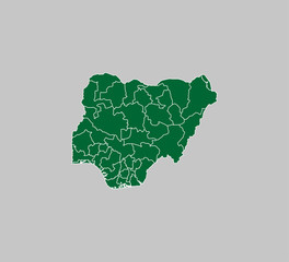 Nigeria Map, states border map. Vector illustration.