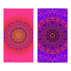 Decorative invitation template with mandala decoration. Vector illustration