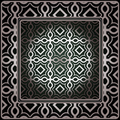Obraz premium Geometric Ornament With Frame, Border. Art-Deco Background. Bandanna, Shawl, Scarf, Tablecloth Design