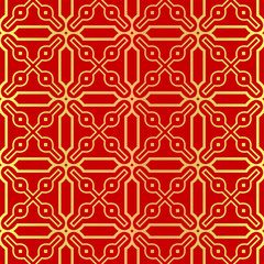 Fototapeta premium Luxury Stylish Geometry Seamless Pattern Art Deco Background. Texture For Wallpaper, Invitation. Vector Illustration. red gold color