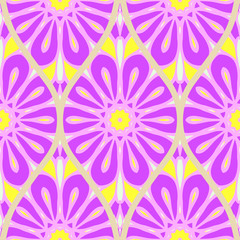 Fototapeta na wymiar Seamless floral geometric pattern. Vector illustration. Bright color ornament