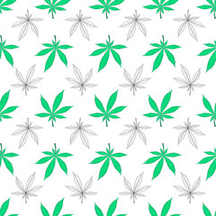 Fototapeta na wymiar Cannabis seamless pattern on white background. Marijuana leaves pattern. vector illustration design.