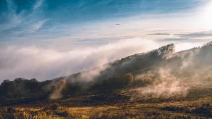 Autumn fog in the mountains