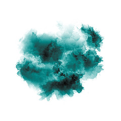 Artistic painting in shades of green and blue. Colorful paint splashes. Modern abstract art.