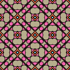 Color decorative seamless pattern with geometric ornamnet. Vector illustration