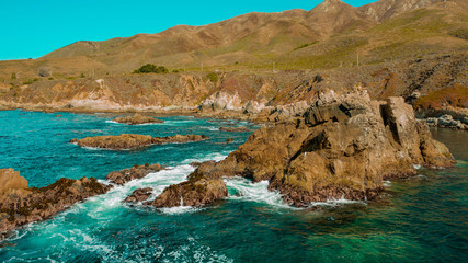 Fototapeta premium Pebble Beach, Carmel, Monterey, Big Sur Ocean Aerial view