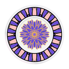 Creative round frame and floral mandala. Vector illustration