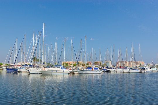 Port on La Manga del Mar Menor in sunny day. Murcia, Spain