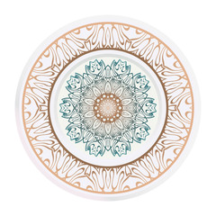 matching decorative plates. Decorative mandala ornament. Vector illustration. for interior design, circle medalion, colorful kitchen