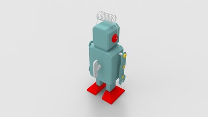3d rendering of a cute robot isolated in a studio background