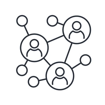 Networks. Business Connections. Social Media. Vector linear icon on a white background.