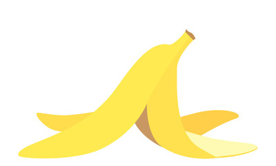 Peel of banana isolated on white background, vector illustration of banana peel in flat style