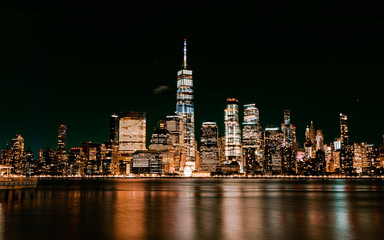 new york city skyline at night (wide)