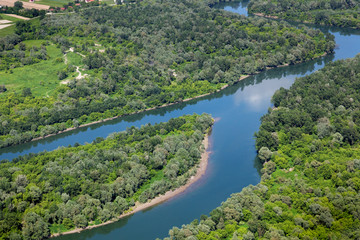 Fototapeta na wymiar Aerial view of island in the Sava River, Croatia
