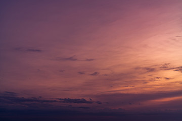 Dramatic sunset sky. Romantic sky. Colorful sunset. Art picture of sky at sunset. Sunset sky and clouds for inspiration background. Nature background. Peaceful and tranquil concept. Beauty in nature.