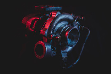 Old reconditioned car turbocharger - obrazy, fototapety, plakaty