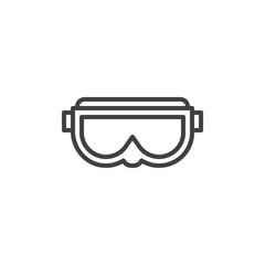 Skiing mask line icon. linear style sign for mobile concept and web design. Ski goggles outline vector icon. Symbol, logo illustration. Vector graphics