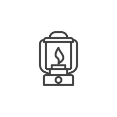 Camping lantern line icon. Vintage lamp linear style sign for mobile concept and web design. Gas lantern outline vector icon. Symbol, logo illustration. Vector graphics