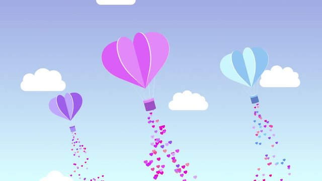 Loopable, seamless hot air heart balloons