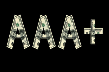 AAA rating agency, letters of 100 dollar bills, energy saving battery